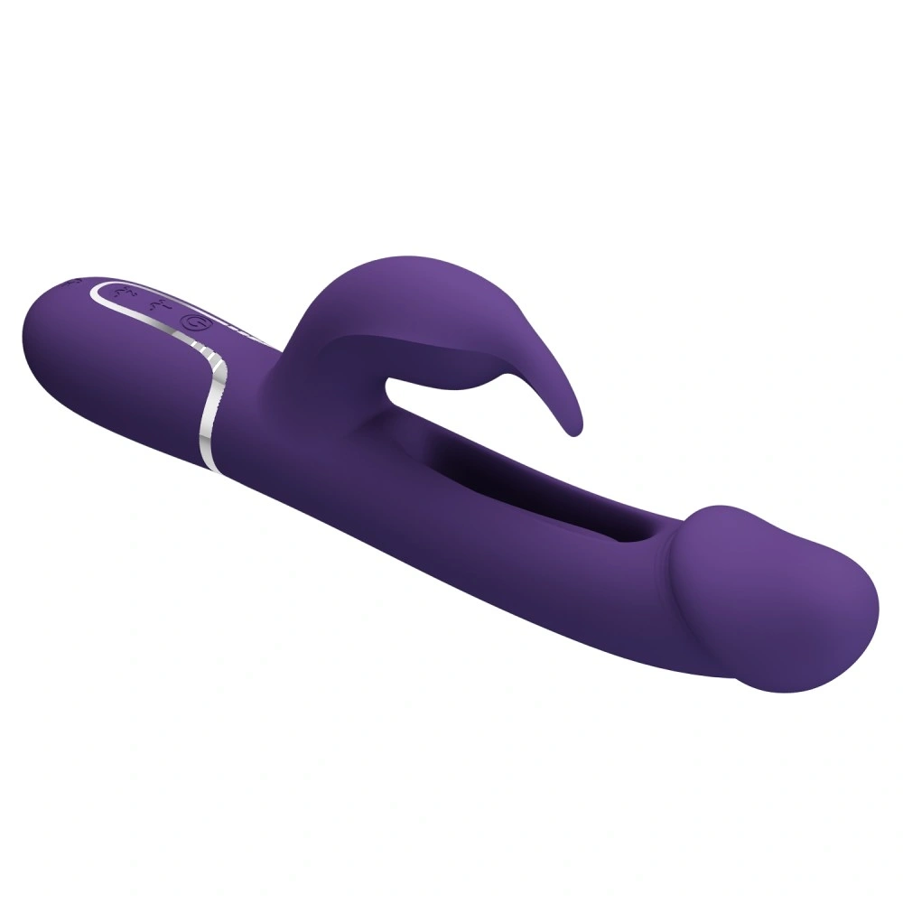 Vibrator Iepuras Kampas, 7 Moduri Vibratii, 4 Moduri Pulsare, Silicon, USB Magnetic, Mov Inchis, 23.2 cm