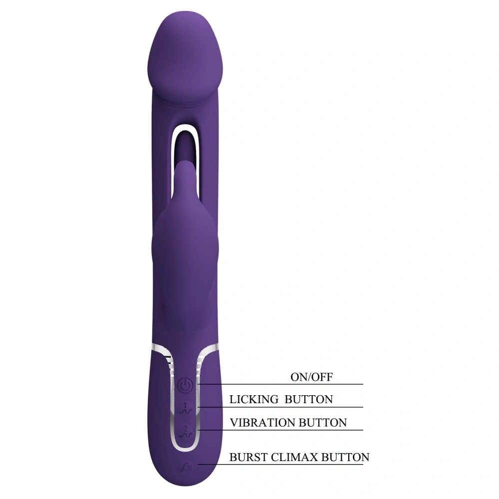 Vibrator Iepuras Kampas, 7 Moduri Vibratii, 4 Moduri Pulsare, Silicon, USB Magnetic, Mov Inchis, 23.2 cm