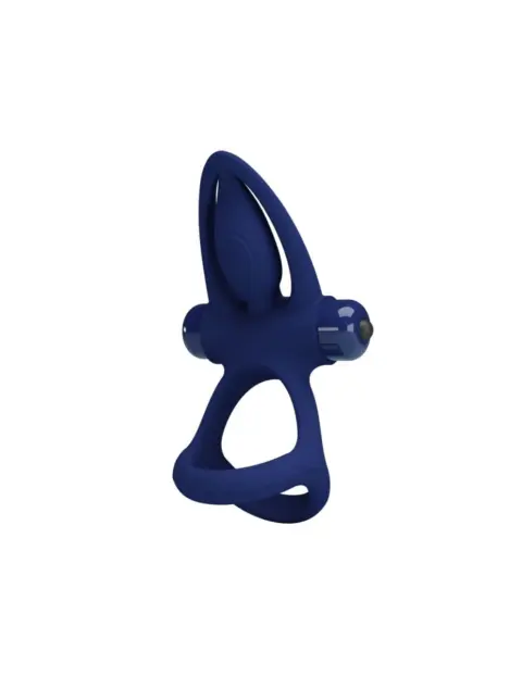 Inel Dublu De Penis Mat, 10 Moduri Vibratii, Silicon, Albastru