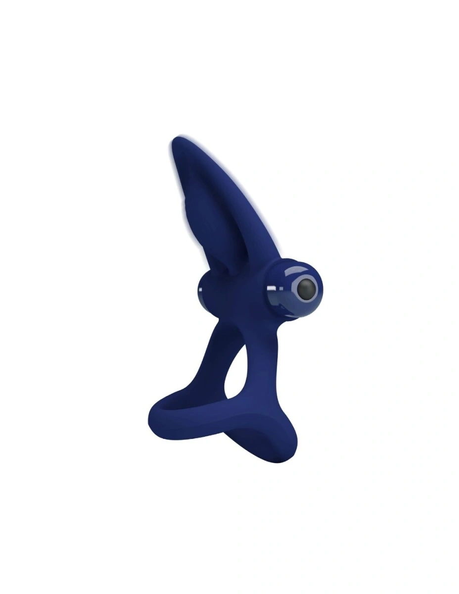 Inel Dublu De Penis Mat, 10 Moduri Vibratii, Silicon, Albastru