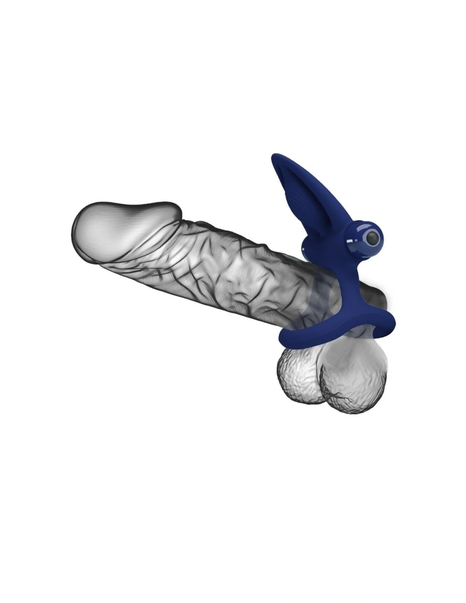 Inel Dublu De Penis Mat, 10 Moduri Vibratii, Silicon, Albastru