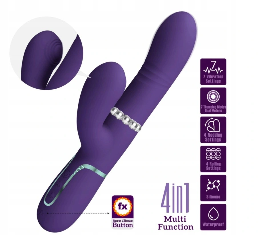 Vibrator Twinkled Tenderness Mariana, 4 in 1, Silicon, USB, Mov, 22.6 cm