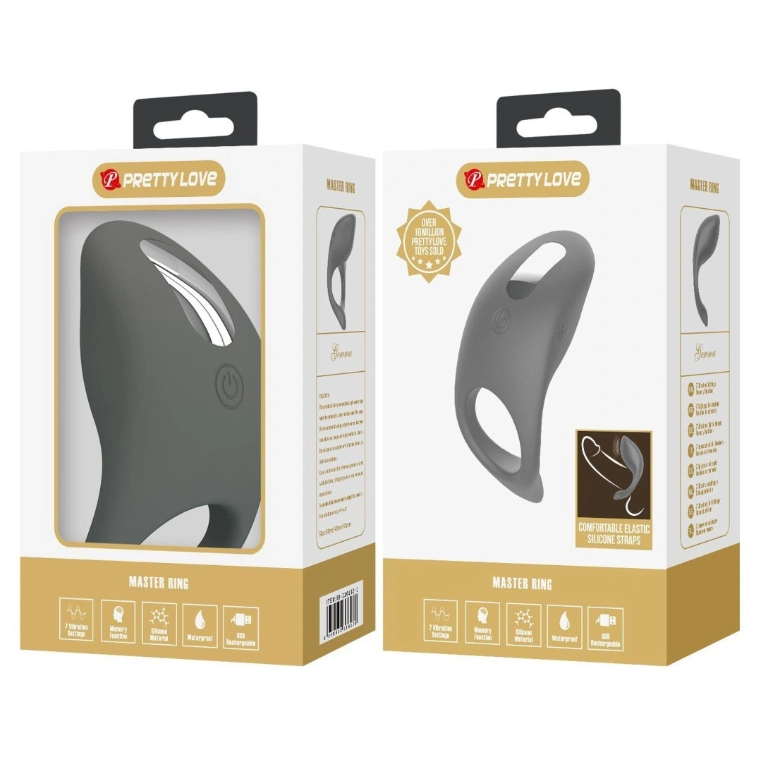 Inel de Penis Master Gemma, 7 Moduri Vibratii, Silicon, USB, Negru