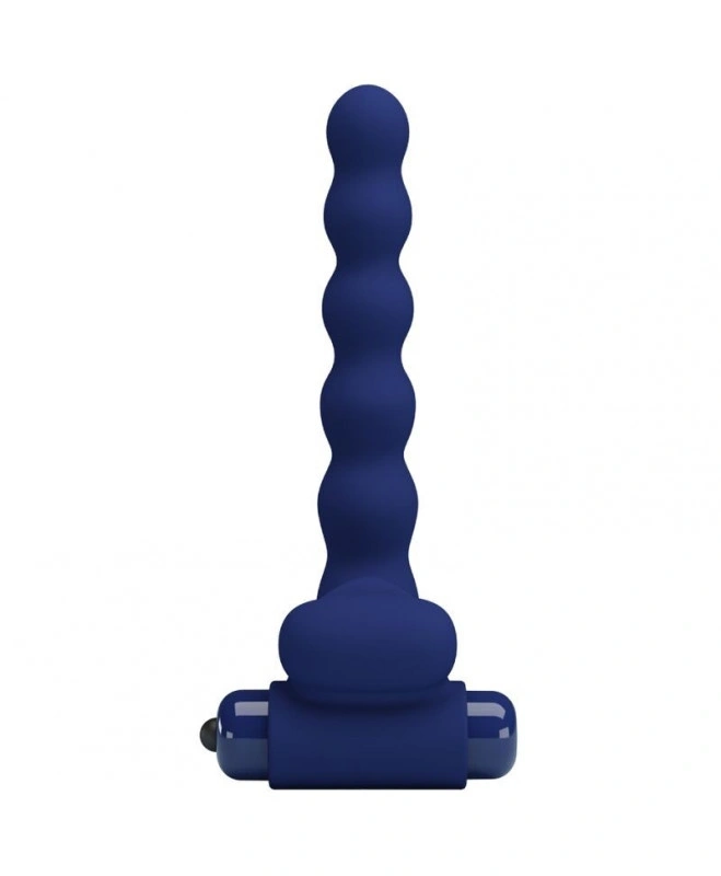 Inel de Penis cu Stimulator Anal Ajmal, 10 Moduri Vibratii, Silicon, Albastru