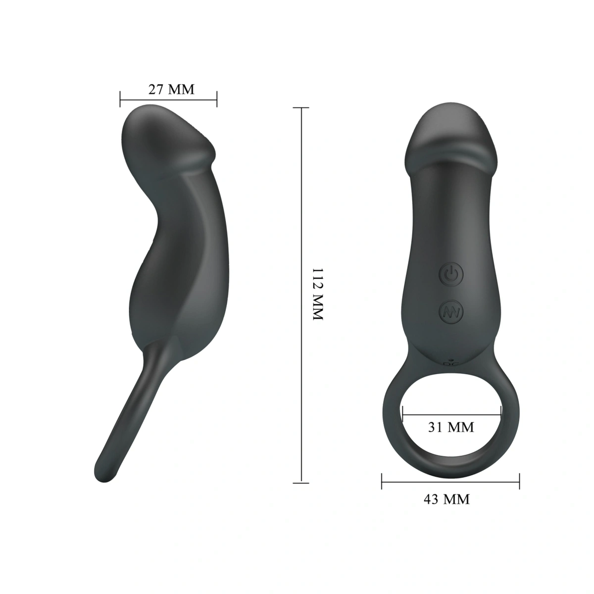 Inel de Penis Trae Vibrating Egg Bullet, 7 Moduri Vibratii, Silicon, USB, Negru