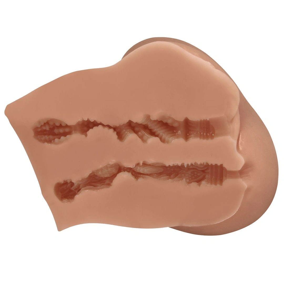 Masturbator Realist Vagin&Anus cu Vibratii Crazy Bull Luna, Soft Skin, Maro, 1.48 kg