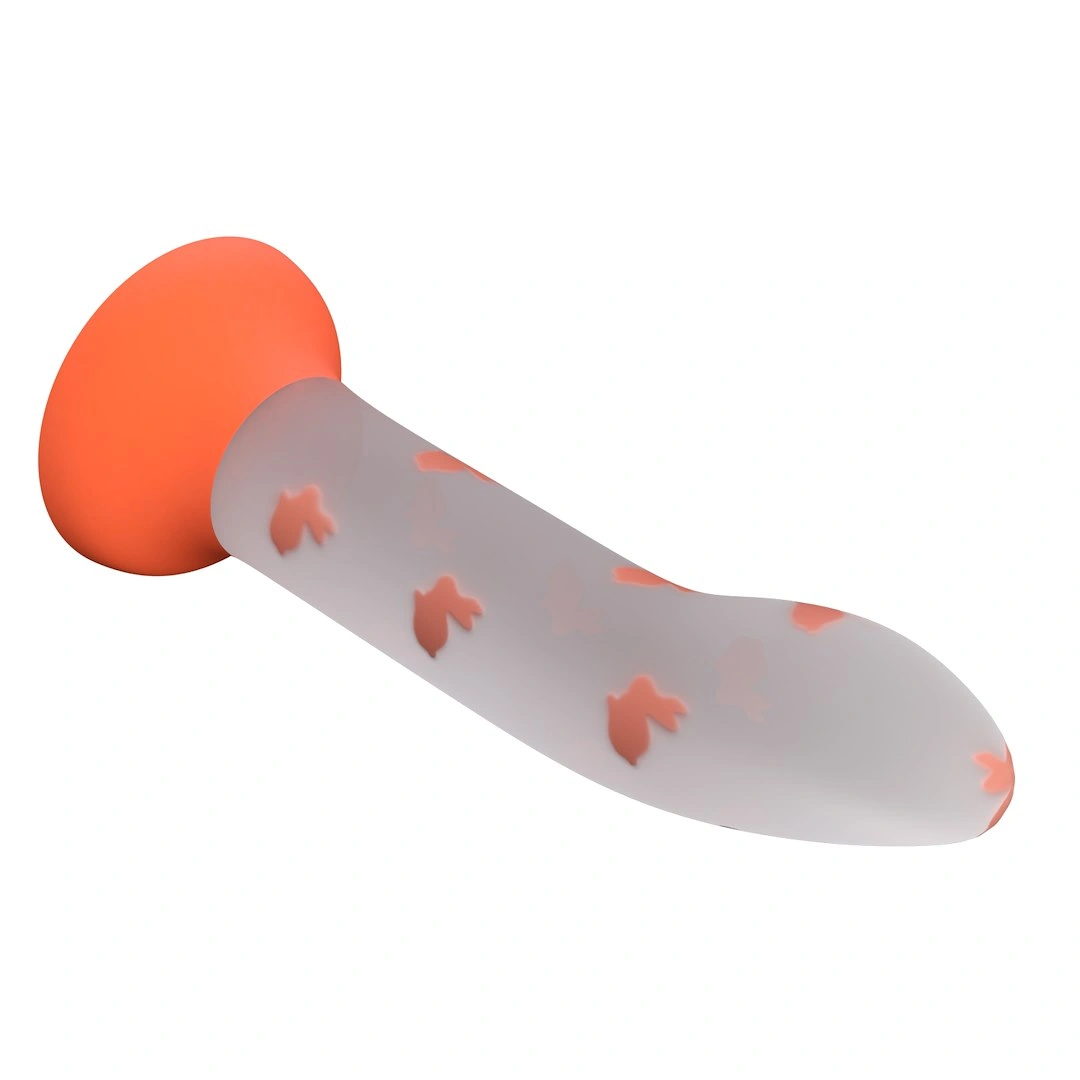Dildo Magical Nightfall, Luminous Silicone, Portocaliu, 17 cm