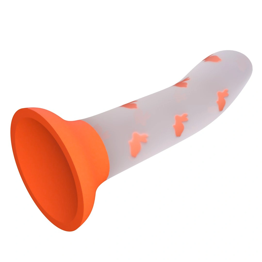 Dildo Magical Nightfall, Luminous Silicone, Portocaliu, 17 cm