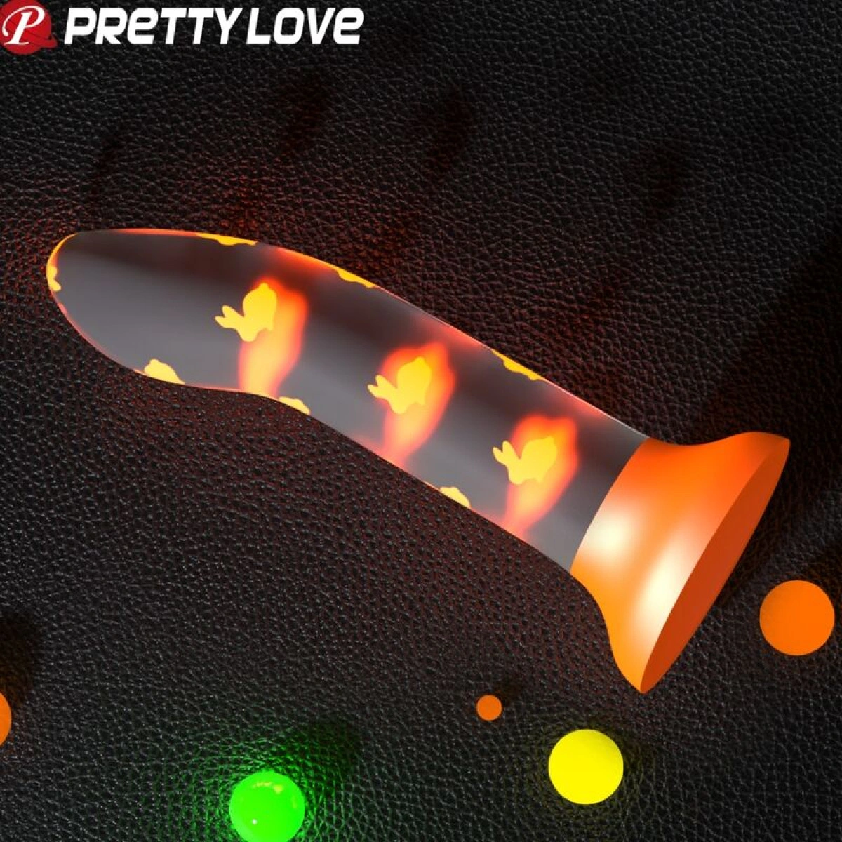 Dildo Magical Nightfall, Luminous Silicone, Portocaliu, 17 cm