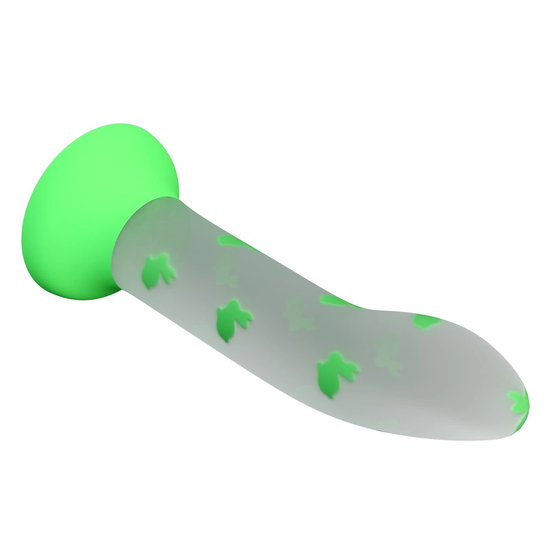 Dildo Romantic Randezvous, Luminous Silicone, Verde, 17 cm