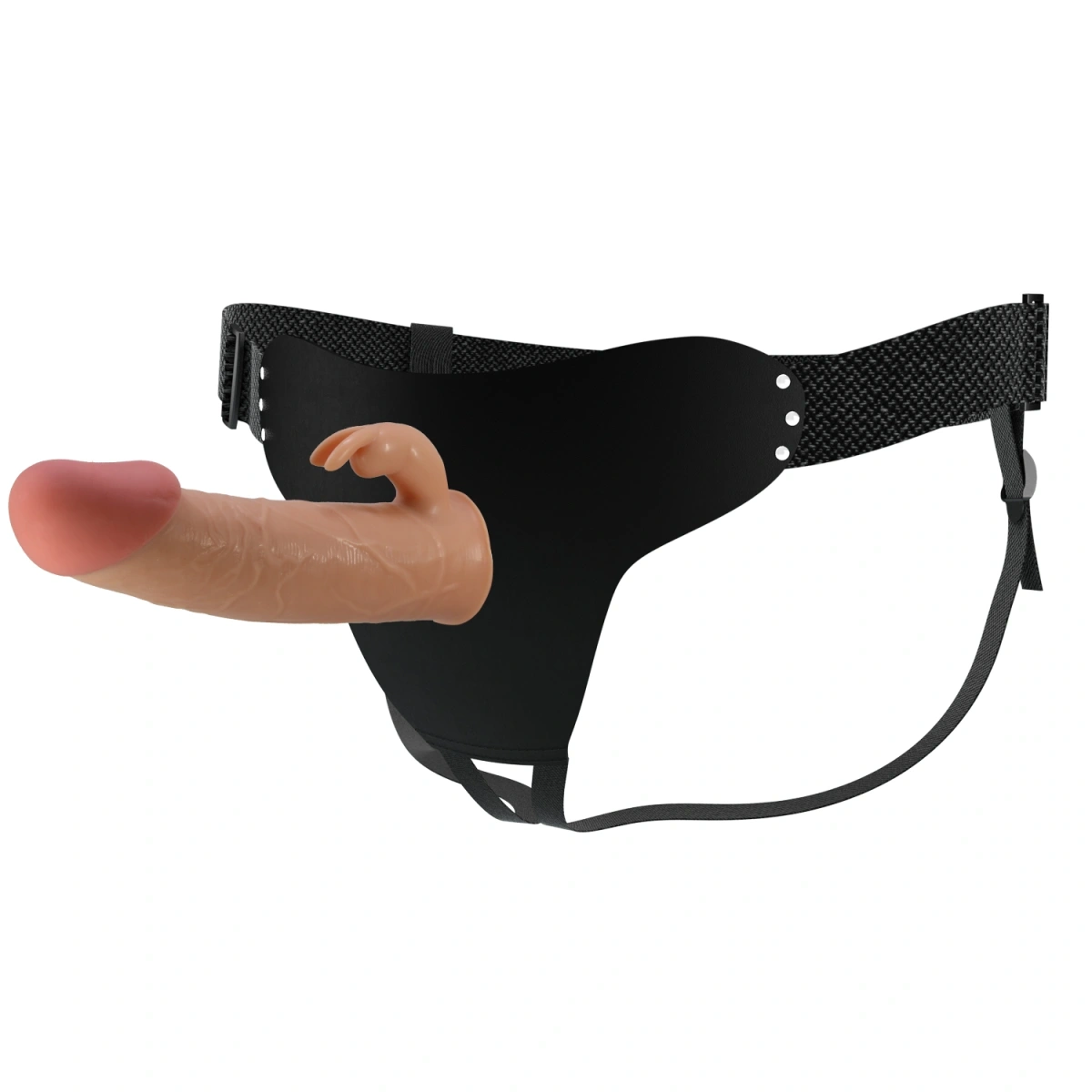 Strap-On Harness Mavis cu Dildo Hollow, TPR, Maro, 19 cm