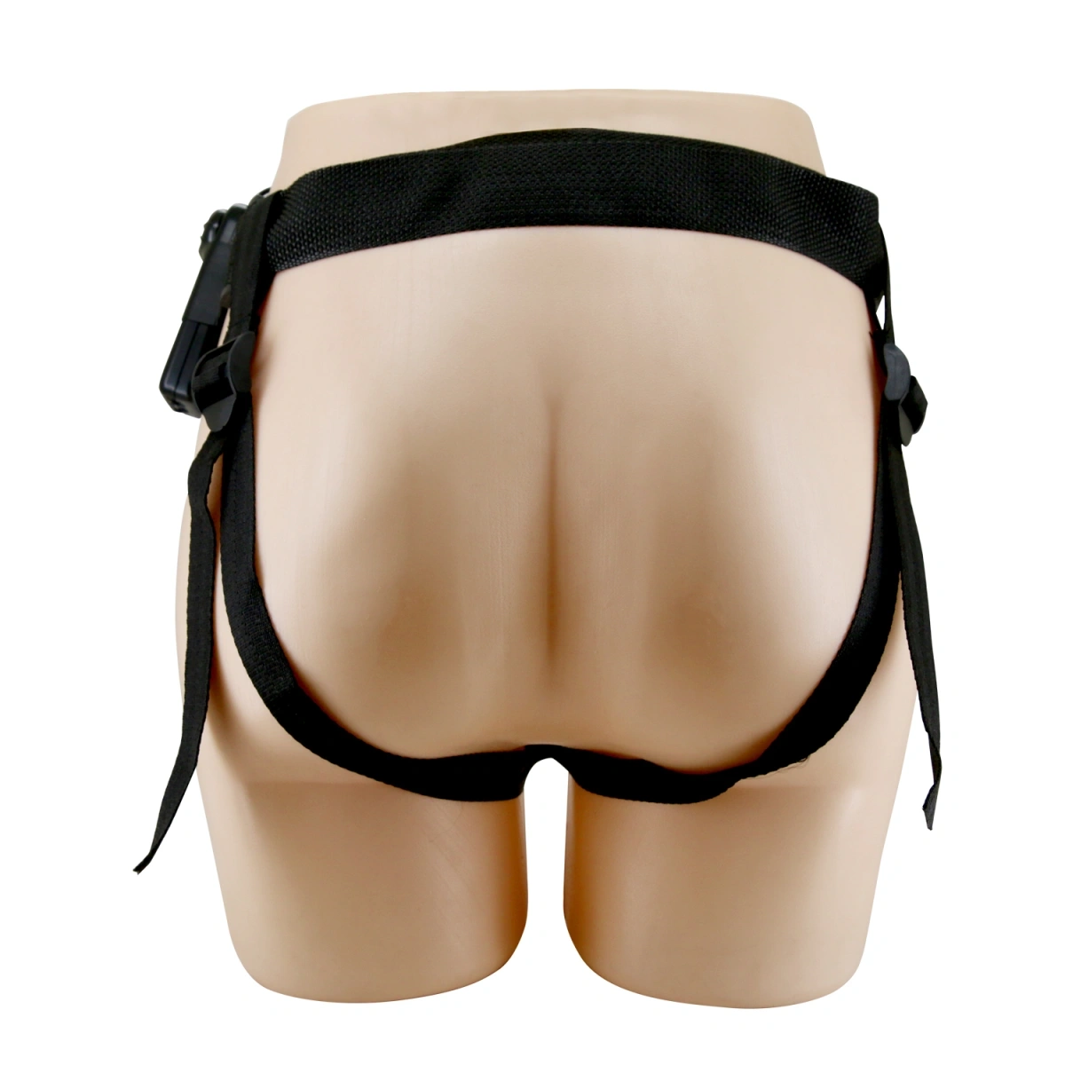 Strap-On Harness Marion cu Dildo Hollow si Vibratii Multispeed, TPR, Maro, 19 cm