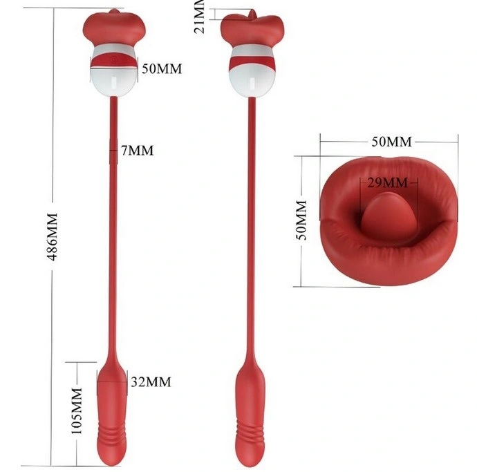 Stimulator Ashlynn, Thrusting, Licking, Vibrating, Silicon, USB, Rosu