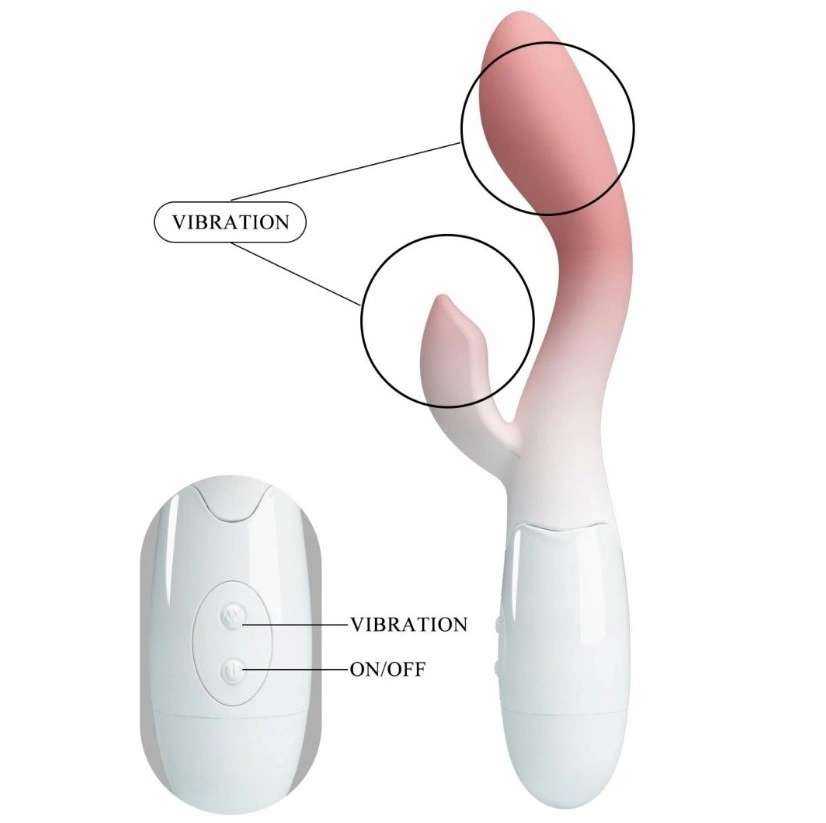 Vibrator Iepuras Brighty 30 Moduri Vibratii, Silicon, Roz/Alb 20 cm