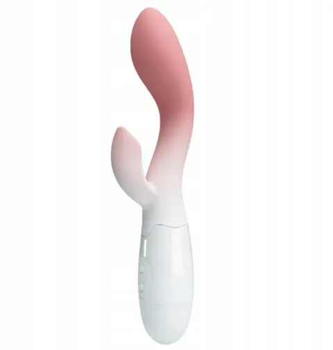 Vibrator Iepuras Brighty 30 Moduri Vibratii, Silicon, Roz/Alb 20 cm