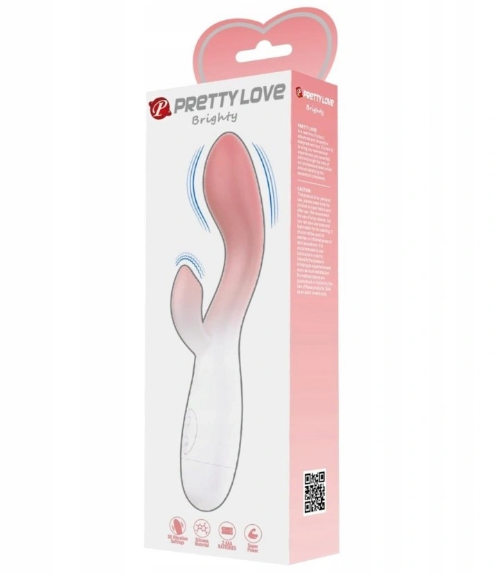 Vibrator Iepuras Brighty 30 Moduri Vibratii, Silicon, Roz/Alb 20 cm
