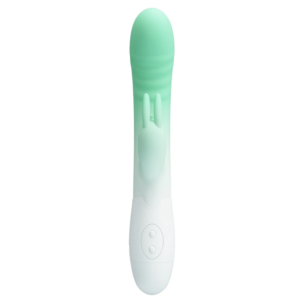 Vibrator Iepuras Cerberus 30 Moduri Vibratii, Silicon, Verde/Alb 20.6 cm