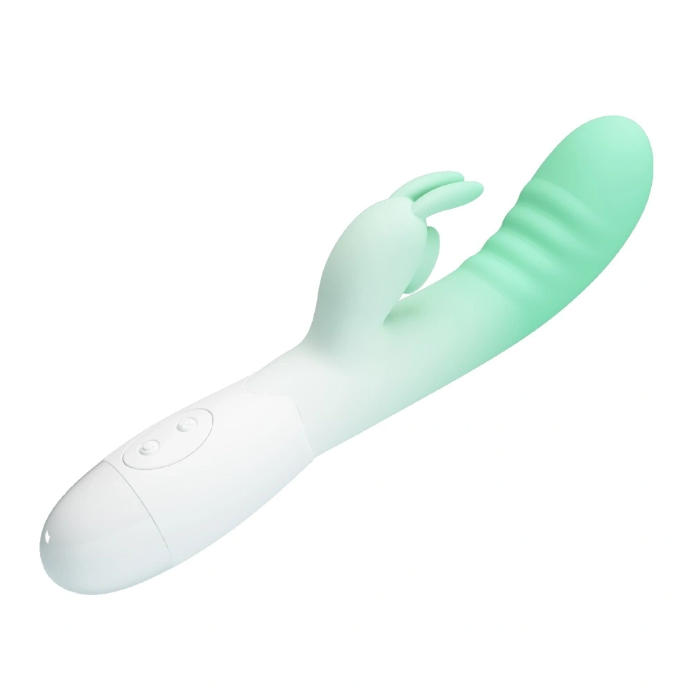 Vibrator Iepuras Cerberus 30 Moduri Vibratii, Silicon, Verde/Alb 20.6 cm