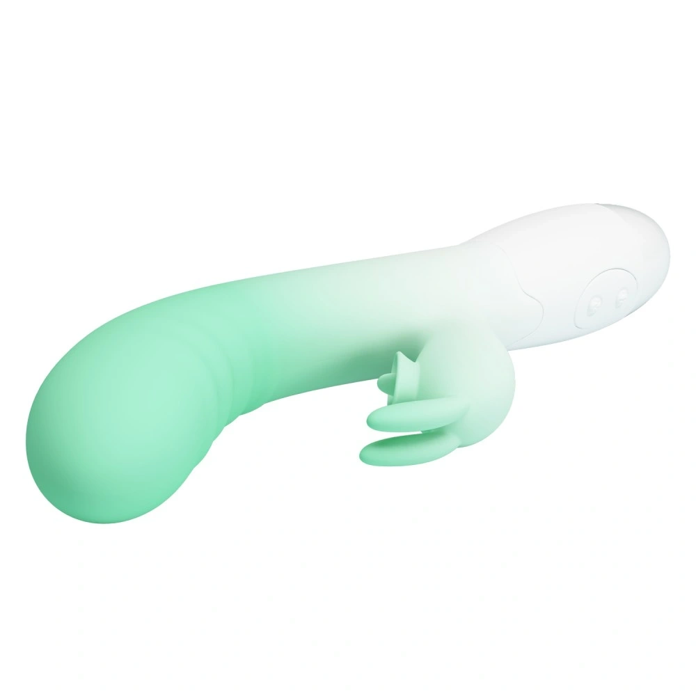 Vibrator Iepuras Cerberus 30 Moduri Vibratii, Silicon, Verde/Alb 20.6 cm