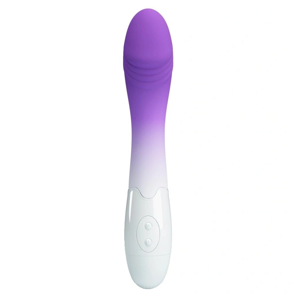 Vibrator Punctul G Elemental, 30 Moduri Vibratii, Silicon, Mov/Alb, 19 cm