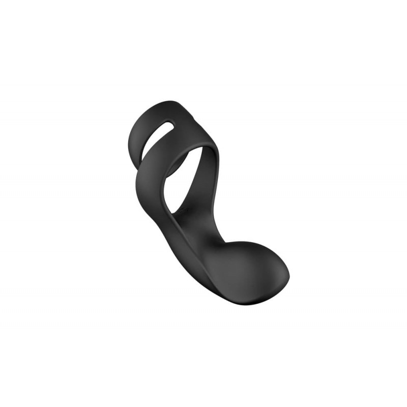 Inel Dublu de Penis Benedict cu Stimulator Perineu, 5 Moduri Vibratii, Silicon, USB, Negru