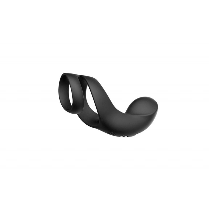 Inel Dublu de Penis Benedict cu Stimulator Perineu, 5 Moduri Vibratii, Silicon, USB, Negru