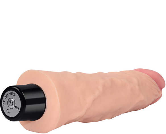 Vibrator Realist Real Softee, 10 Moduri Vibratii, TPE, Natural, 21 cm