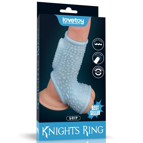 Manson Penis si Testicule Knights Ring Drip cu Vibratii, Albastru