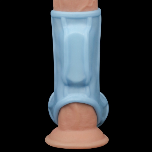Manson Penis si Testicule Knights Ring Ridge cu Vibratii, Albastru