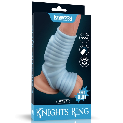 Manson Penis si Testicule Knights Ring Wave cu Vibratii, Albastru