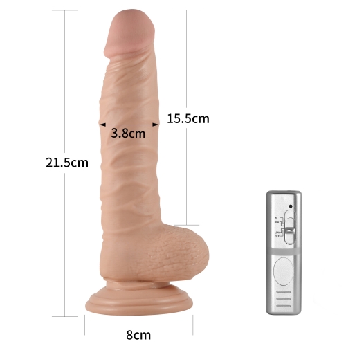Vibrator Realist Real Extreme cu Ventuza si Telecomanda, PVC, Natural, 21.5 cm