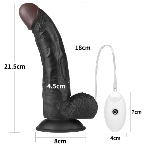 Set Easy Strap-On cu Vibrator Realist Detasabil, 10 Moduri Vibratii, TPE, Negru, 21.5 cm