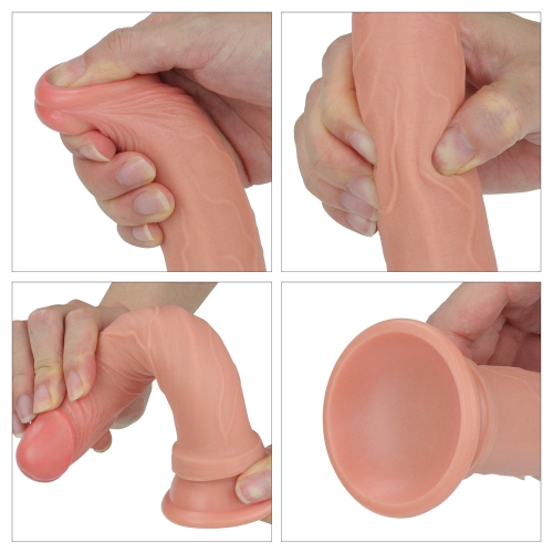 Dildo Realist Nature Cock, Silicon Dubla Densitate, Natural, 18.5 cm