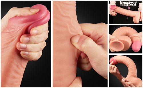 Dildo Realist Nature Cock, Silicon Dubla Densitate, Natural, 30.5 cm
