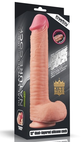 Dildo Realist Nature Cock, Silicon Dubla Densitate, Natural, 30.5 cm