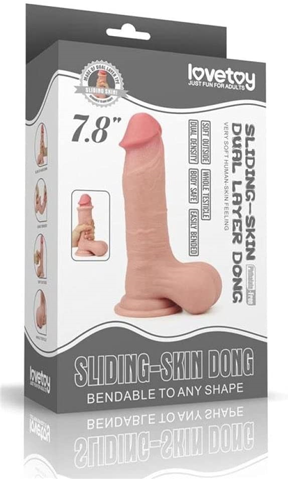 Dildo Realist Bendable Sliding-Skin Strat Dublu TPE Natural 20 cm