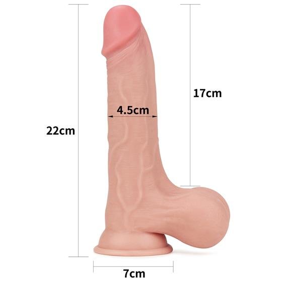 Dildo Realist Sliding-Skin, Whole testicle, TPE, Natural, 22 cm