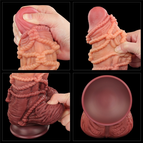 Dildo Nature Cock with Rope, Silicon Dubla Densitate, Maro, 24 cm