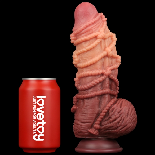 Dildo Nature Cock with Rope, Silicon Dubla Densitate, Maro, 24 cm
