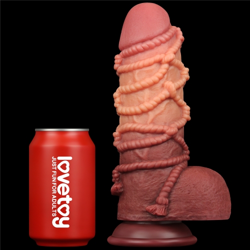 Dildo Nature Cock with Rope, Silicon Dubla Densitate, Maro, 24.5 cm