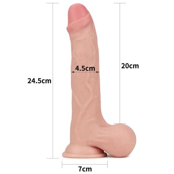 Dildo Realist Sliding-Skin, Whole testicle, TPE, Natural, 24.5 cm