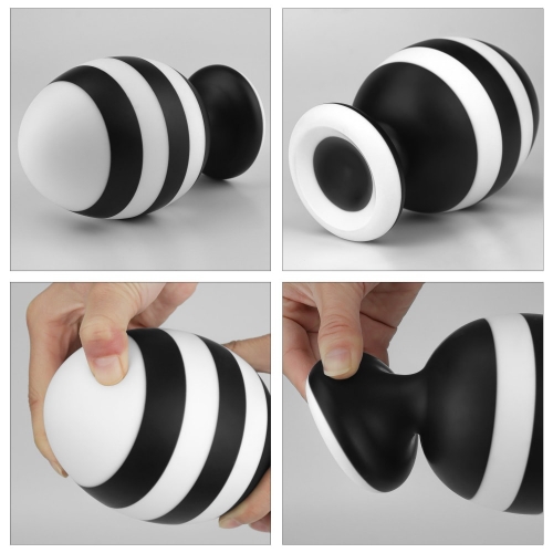 Dop Anal X-Missioner, Silicon, Negru/Alb, 14 cm