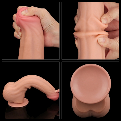 Dildo Realist King Sized Sliding Skin, TPE, Natural, 29 cm