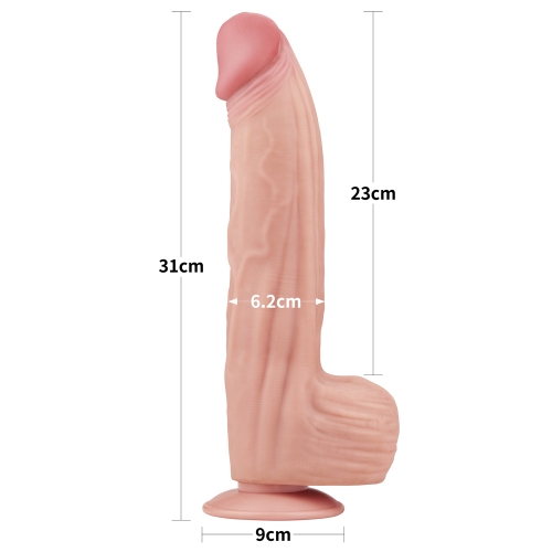 Dildo Realist King Sized Sliding Skin, TPE, Natural, 31 cm