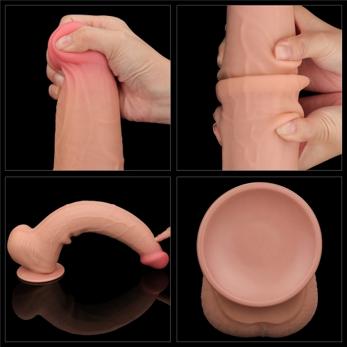 Dildo Realist King Sized Sliding Skin, TPE, Natural, 34 cm