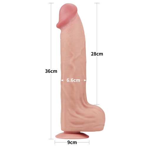 Dildo Realist King Sized Sliding Skin, TPE, Natural, 36 cm