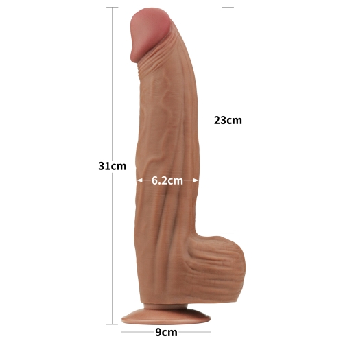 Dildo Realist King Sized Sliding Skin, TPE, Maro Deschis, 31 cm