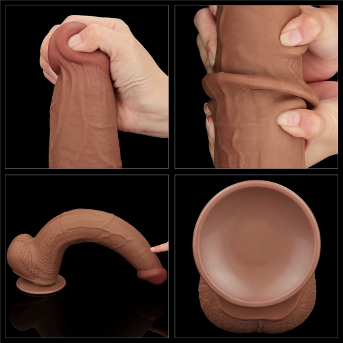 Dildo Realist King Sized Sliding Skin, TPE, Maro Deschis, 34 cm