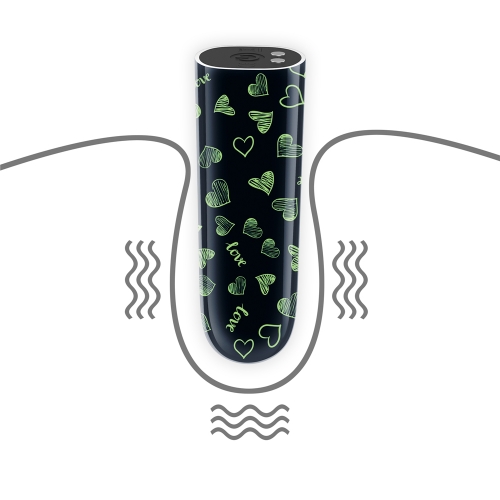 Glont Vibrator Glow in the Dark Heart Massager, 10 Moduri Vibratii Puternice, ABS, USB, 8.5 cm