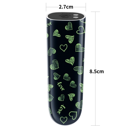 Glont Vibrator Glow in the Dark Heart Massager, 10 Moduri Vibratii Puternice, ABS, USB, 8.5 cm